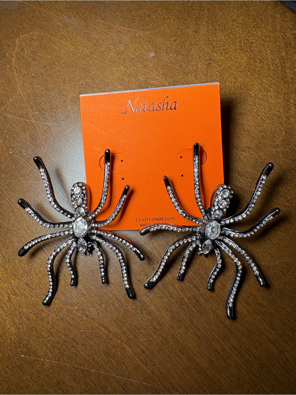 Natasha Couture Black and Clear Crystal Spider Hair Accessories
